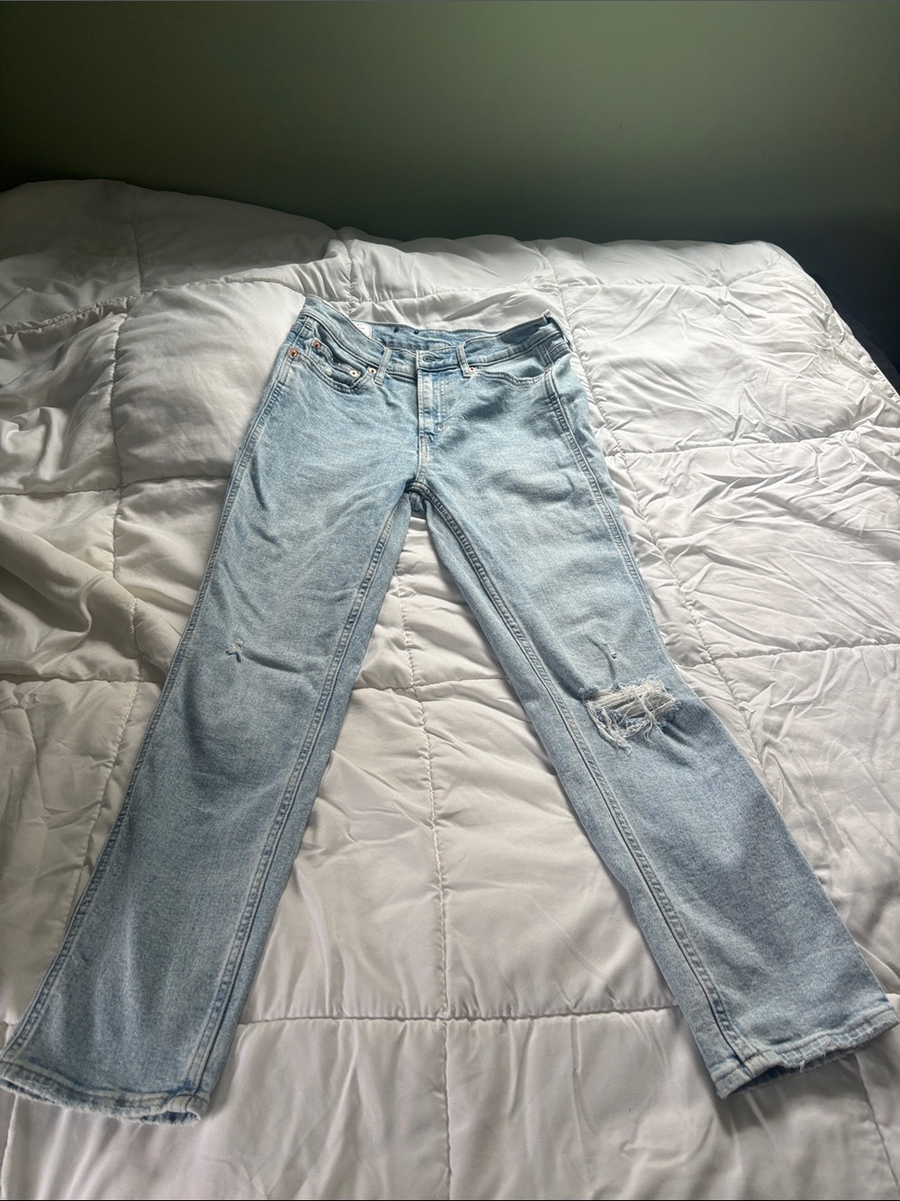 Gap Vintage Slim Mid Rise Light Wash Distressed Women's Jeans